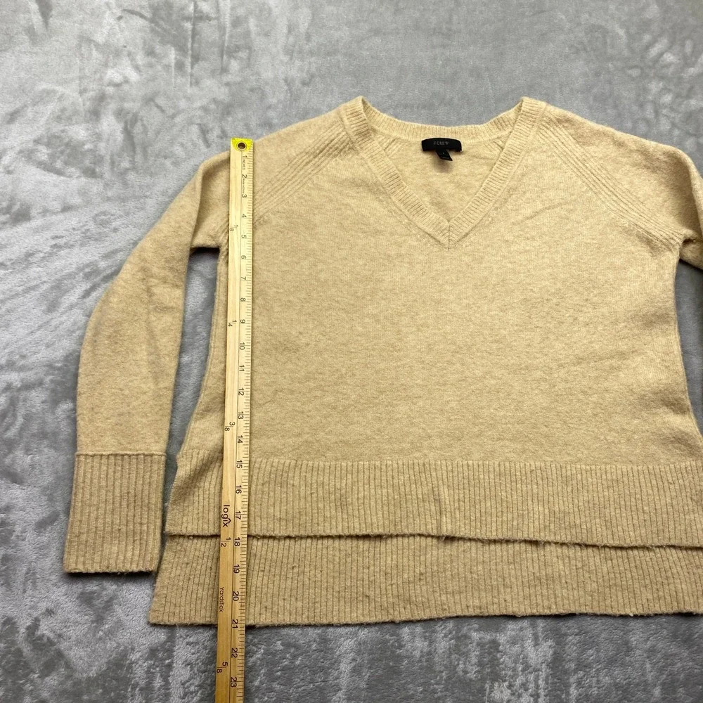 J Crew Beige V Neck Long Sleeve‎ Merino Alpaca Blend Sweater Women Sz S Boho